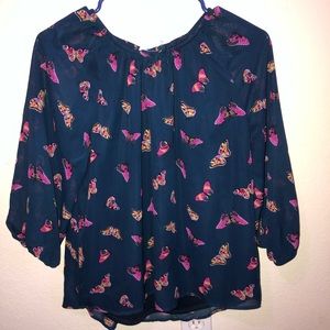 Butterfly blouse sleeve blue butterfly blouse butterfly top butterfly sleeve top